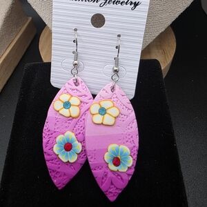 Pink Floral Earrings (1428)